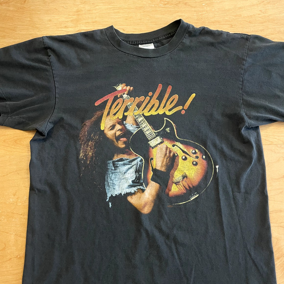 Vintage 90's Ted Nugent Guitar Winterland Tag Black XL Short Sleeve VTG T-Shirt - Picture 2 of 9